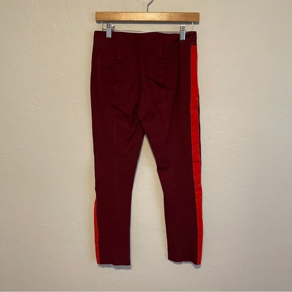 Anthropologie Essential Slim Striped Trouser Burgundy/Red Stripe Size 0 - Picture 4 of 8